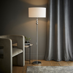 ValueLights Marissa Reni White Shade and Chrome Ball LED Floor Lamp - Size: 145 x 45 x 45cm - Silver - Wilko - thumbnail 3