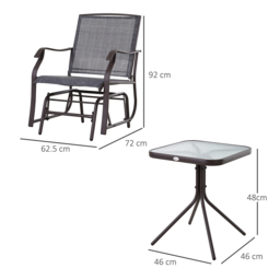 Outsunny Glider Rocking Chair & Table - Size: 92 x 72 x 62.5cm - Grey - Wilko - thumbnail 7