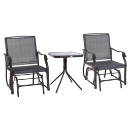 Outsunny Glider Rocking Chair & Table - Size: 92 x 72 x 62.5cm - Grey - Wilko - thumbnail 3