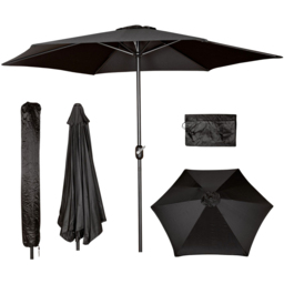 Samuel Alexander 2.7m Black Havana Garden Patio Parasol with Crank Handle and Cover - Wilko - thumbnail 4