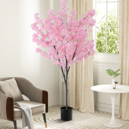 Costway Cherry Blossom Flowers Artificial Plant In Pot 6.2ft - Size: 196 x 23 x 23cm - Pink - Wilko - thumbnail 4