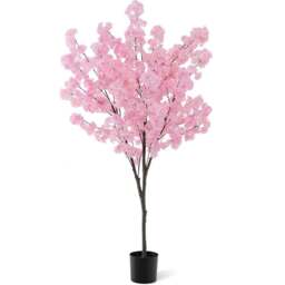 Costway Cherry Blossom Flowers Artificial Plant In Pot 6.2ft - Size: 196 x 23 x 23cm - Pink - Wilko - thumbnail 1