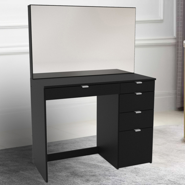 Ava 5 Drawer Black Dressing Table with Mirror - Size: 44 x 97 x 136cm - Birlea - Wilko - image 1