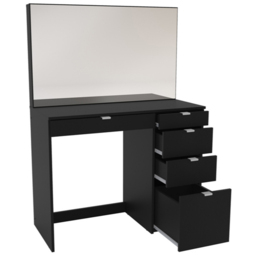 Ava 5 Drawer Black Dressing Table with Mirror - Size: 44 x 97 x 136cm - Birlea - Wilko - thumbnail 5