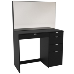 Ava 5 Drawer Black Dressing Table with Mirror - Size: 44 x 97 x 136cm - Birlea - Wilko - thumbnail 3