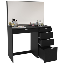 Ava 5 Drawer Black Dressing Table with Mirror - Size: 44 x 97 x 136cm - Birlea - Wilko - thumbnail 6