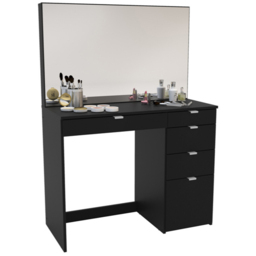 Ava 5 Drawer Black Dressing Table with Mirror - Size: 44 x 97 x 136cm - Birlea - Wilko - thumbnail 4