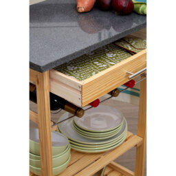 Large Pinewood Kitchen Trolley with 2 Shelves - Size: 40 x 58 x 85cm - Brown - Premier Housewares - Wilko - thumbnail 3