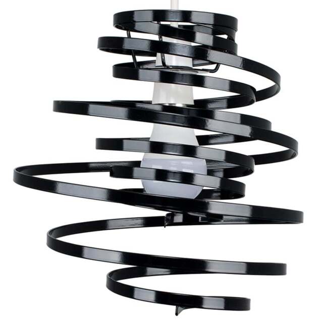 ValueLights Bensson Gloss Black Twisted Pendant Shade - Size: 31 x 30 x 30cm - Wilko - image 1