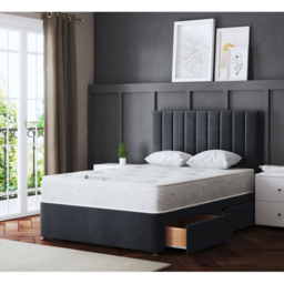 DS Living Amelia King Size Steel Upholstered Panel Divan Bed with 2 Drawer - Grey - Wilko - thumbnail 6