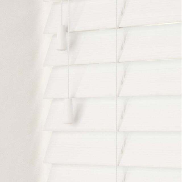 Caecus Faux Wood String Venetian Blind White 120 x 200cm - Wilko - image 1