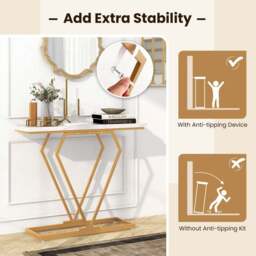 Costway Gold and White Console Table with Geometric Diamond Frame - Size: 112 x 37 x 13cm - Multi - Wilko - thumbnail 7