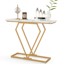 Costway Gold and White Console Table with Geometric Diamond Frame - Size: 112 x 37 x 13cm - Multi - Wilko - thumbnail 3