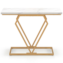 Costway Gold and White Console Table with Geometric Diamond Frame - Size: 112 x 37 x 13cm - Multi - Wilko - thumbnail 4