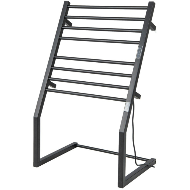 Costway 8 Tier Black Wall Mounted Heated Towel Rack with LED Display - Size: 79 x 68 x 11cm - Wilko - image 1