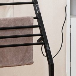 Costway 8 Tier Black Wall Mounted Heated Towel Rack with LED Display - Size: 79 x 68 x 11cm - Wilko - thumbnail 4