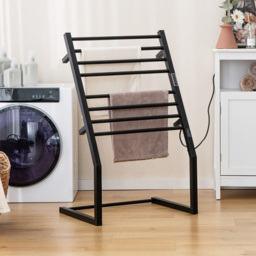 Costway 8 Tier Black Wall Mounted Heated Towel Rack with LED Display - Size: 79 x 68 x 11cm - Wilko - thumbnail 3