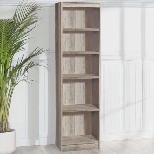 R White Cabinets 5 Shelf Grey Tall Bookcase - Size: 182.8 x 47.6 x 36.6cm - Wilko - image 1