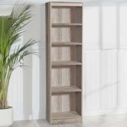 R White Cabinets 5 Shelf Grey Tall Bookcase - Size: 182.8 x 47.6 x 36.6cm - Wilko
