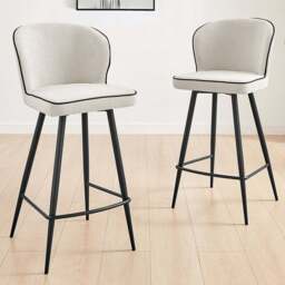 Furniturebox Carmel Cream and Black Bar Stool Set of 2 - Size: 97 x 46 x 51cm - White - Wilko - thumbnail 1