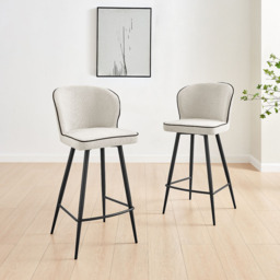 Furniturebox Carmel Cream and Black Bar Stool Set of 2 - Size: 97 x 46 x 51cm - White - Wilko - thumbnail 7