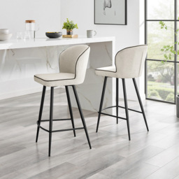 Furniturebox Carmel Cream and Black Bar Stool Set of 2 - Size: 97 x 46 x 51cm - White - Wilko - thumbnail 6