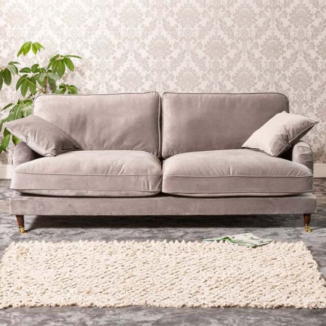 Mackenzie 4 Seater Grey Plush Velvet Sofa - Artemis Home - Wilko - image 1