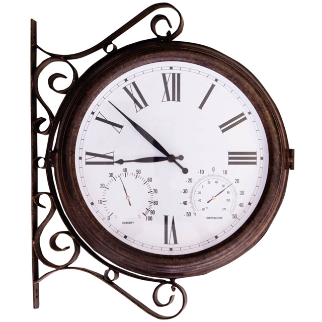 St Helens Double Sided Garden Clock with Thermometer and Hygrometer 49.5cm - Size: 50cm - Wilko - image 1