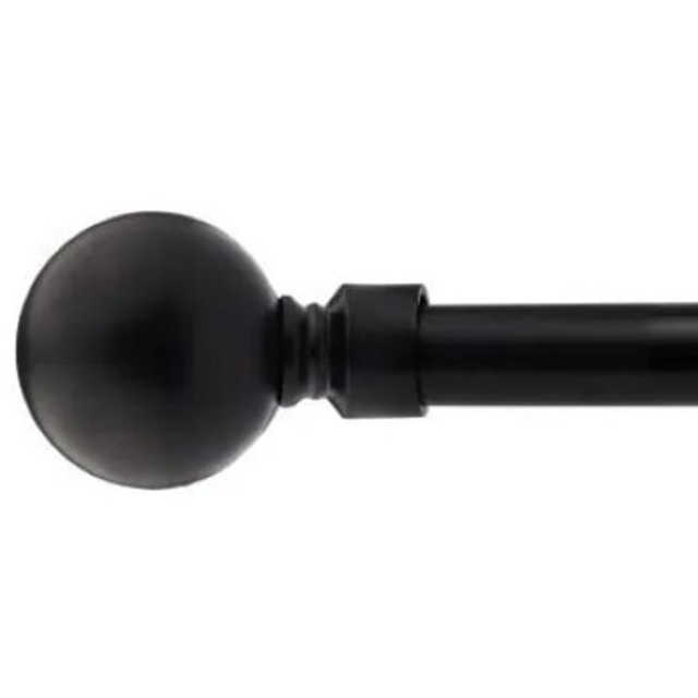 New Edge Blinds Sphere 160-300cm Extendable Black Eyelet Metal Curtain Pole Set - Matt Black - Wilko - image 1