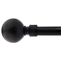 New Edge Blinds Sphere 160-300cm Extendable Black Eyelet Metal Curtain Pole Set - Matt Black - Wilko - thumbnail 1