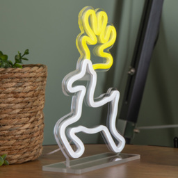 Premier Yellow and White LED Reindeer Table Top Neon Sign 25 x 19cm - Size: 25 x 19 x 5cm - White / Yellow - Samuel Alexander - Wilko - thumbnail 5