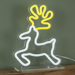 Premier Yellow and White LED Reindeer Table Top Neon Sign 25 x 19cm - Size: 25 x 19 x 5cm - White / Yellow - Samuel Alexander - Wilko - thumbnail 6