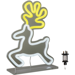 Premier Yellow and White LED Reindeer Table Top Neon Sign 25 x 19cm - Size: 25 x 19 x 5cm - White / Yellow - Samuel Alexander - Wilko - thumbnail 3