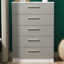 Crowndale Contrast 5 Drawer Dusk Grey and White Chest of Drawers Ready Assembled - Dusk Grey & White - Wilko - thumbnail 1