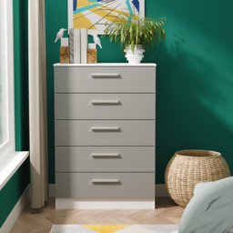 Crowndale Contrast 5 Drawer Dusk Grey and White Chest of Drawers Ready Assembled - Dusk Grey & White - Wilko - thumbnail 7