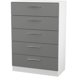 Crowndale Contrast 5 Drawer Dusk Grey and White Chest of Drawers Ready Assembled - Dusk Grey & White - Wilko - thumbnail 3