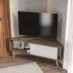 Decorotika Mora Single Sliding Door Walnut and White Corner TV Unit - Size: 54 x 140 x 45cm - Multi - Wilko - thumbnail 5