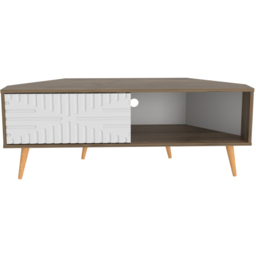 Decorotika Mora Single Sliding Door Walnut and White Corner TV Unit - Size: 54 x 140 x 45cm - Multi - Wilko - thumbnail 3