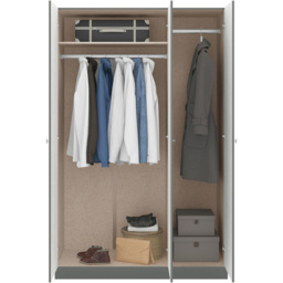 Seconique Denver 3 Door Grey Gloss Wardrobe - Size: 175 x 112 x 48cm - Wilko - thumbnail 5