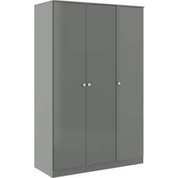 Seconique Denver 3 Door Grey Gloss Wardrobe - Size: 175 x 112 x 48cm - Wilko - thumbnail 3