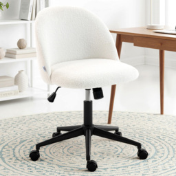 Portland Cream Teddy Fleece Height Adjustable Swivel Office Chair - Size: 84.5 x 52 x 59cm - Wilko