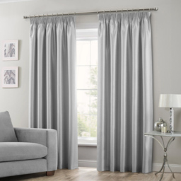 Intimates Faux Silk Silver Curtains 168 x 137cm - Size: W 168 x D 137cm - Wilko