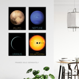 Artery8 NASA Solar System Planets Voyager 2 New Horizons Wall Art Print 30 x 41cm 4 Pack - Size: 40.5 x 30.5 x 0.3cm - Black - Wilko - thumbnail 4