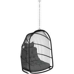 Outsunny Grey Rattan Indoor Outdoor Egg Chair with Installation Kit - Size: 105 x 68 x 74cm - Wilko - thumbnail 3