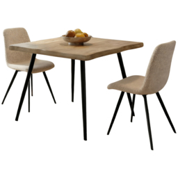Home Source Avara and Ashford 2 Seater Square Dining Set Oak Woodgrain Effect and Beige - Oak Effect, Black and Beige - Wilko - thumbnail 3