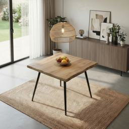 Home Source Avara and Ashford 2 Seater Square Dining Set Oak Woodgrain Effect and Beige - Oak Effect, Black and Beige - Wilko - thumbnail 6