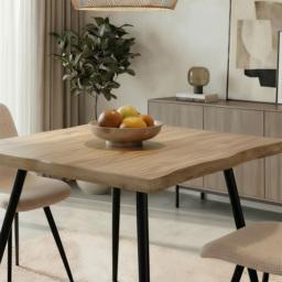 Home Source Avara and Ashford 2 Seater Square Dining Set Oak Woodgrain Effect and Beige - Oak Effect, Black and Beige - Wilko - thumbnail 7