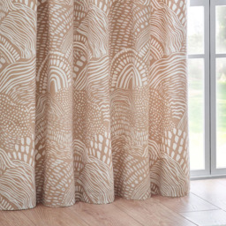 Hoem Nola Oat Abstract Eyelet Curtains 168 x 229cm - Size: W 168 x D 229cm - Brown - Wilko - thumbnail 4