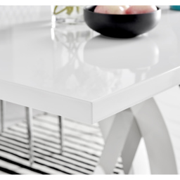 Furniturebox Columbia Fontana 6 Seater Dining Set White Gloss Mustard Yellow and Chrome - Wilko - thumbnail 4