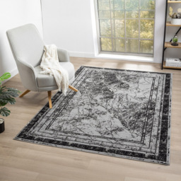 Desire Rugs Obsidian Grey Abstract Frame Rug 200 x 290cm - Size: 290 x 200 x 0.8cm - Wilko - thumbnail 3